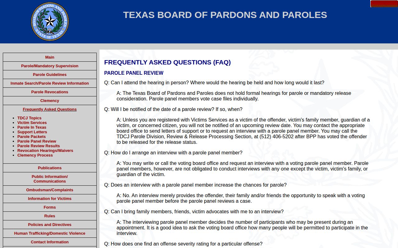 Rusk County parole release review information